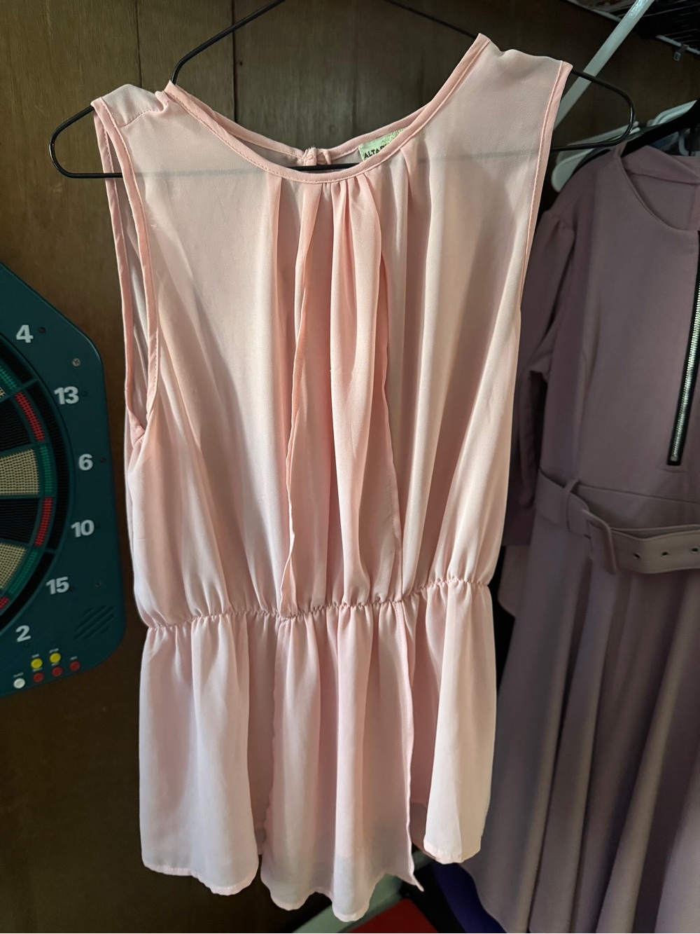 Like New Ballet Pink Sleeveless Pleated Peplum Blouse